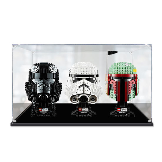 Picture of Acrylic Display Case for LEGO 3x Star Wars Super Heros Helmet 75274 75276 75277 Figure Storage Box Dust Proof Glue Free