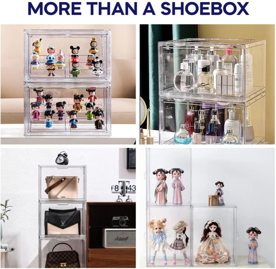 Picture of 3 X Premium Sneaker Acrylic Display Shoe Box Storage Case Clear Side Open Stackable