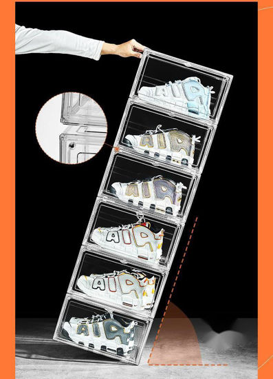 Picture of 5X Premium Sneaker Acrylic Display Shoe Box Storage Case Side Open Clear  Stackable