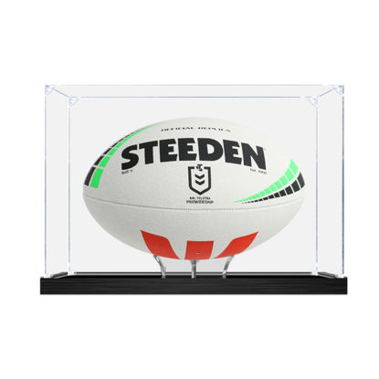 Picture of Acrylic Display Case for NRL Rugby Ball Memorabilia with Holder Dust Proof Glue Free BALL not included