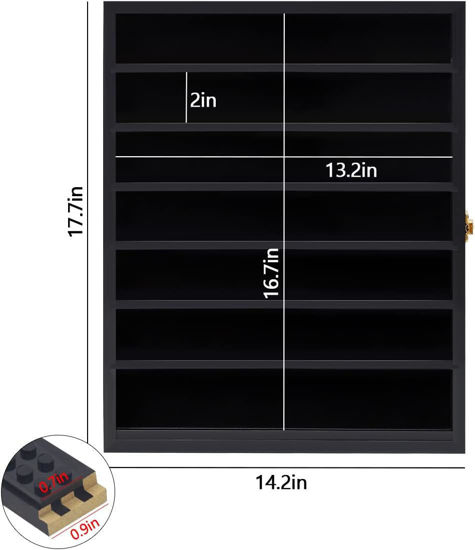 Picture of LARGE Minifigure Display Case - Building Block Toy Minifigures Display Case Minifigure Wall Cabinet Showcase for Small Miniature Collectibles Mini Brands, with Acrylic Door Lockable (Black Finish Frame)